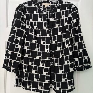 Banana Republic Black and White Square Pattern Shirt
